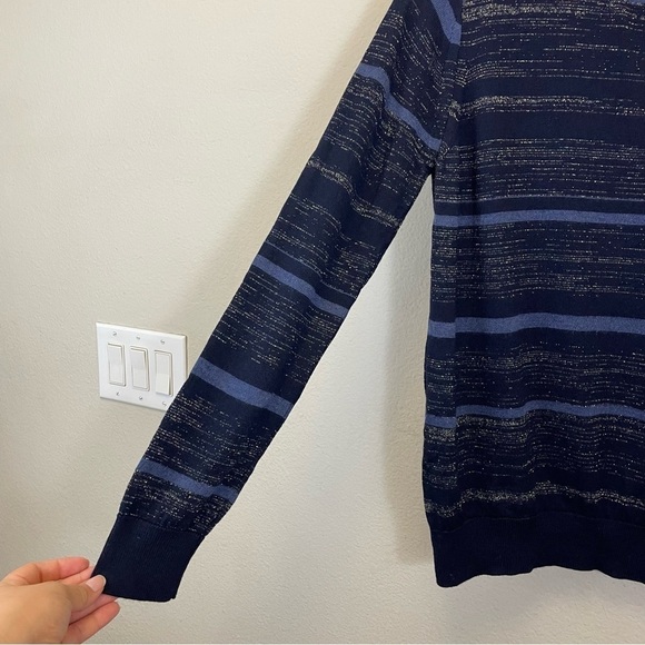 Mih Jeans Merino Wool Shimmer Crew Neck Lightweight Sweater Navy Size S - Picture 6 of 9